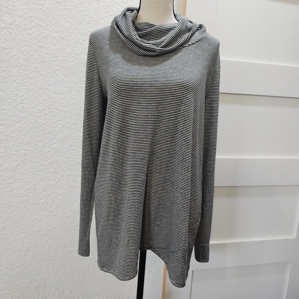 Striped Cowl Neck Tunic Shirt